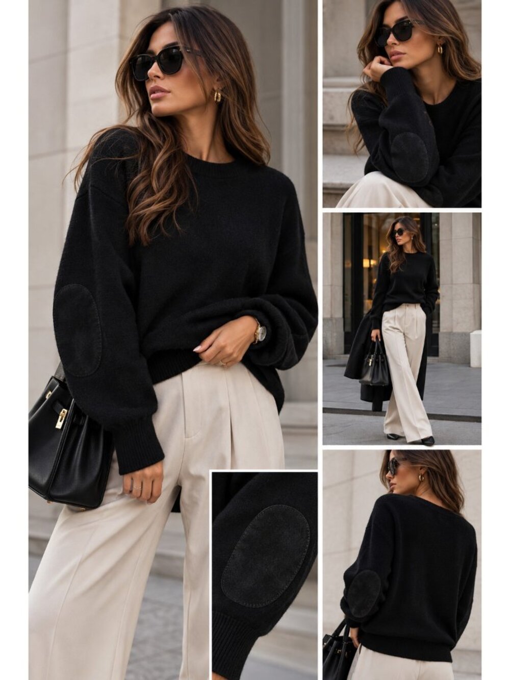 J.Crew Collection Italian Cashmere Black Sweater Elbow Patches Size S